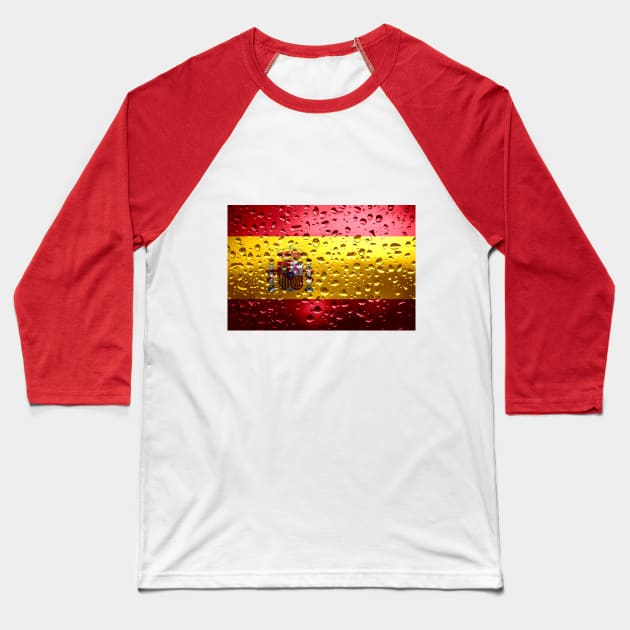 Flag of Spain - Raindrops Baseball T-Shirt by DrPen